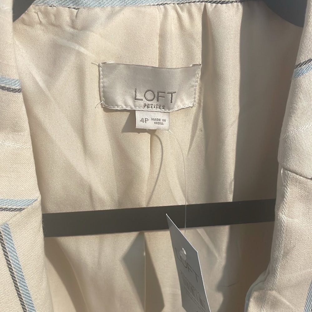 Loft Beige Striped Single Button Blazer - image 2